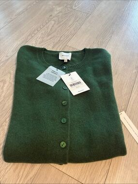 Brand New Reformation Clara Cashmere Crew Cardigan Grass